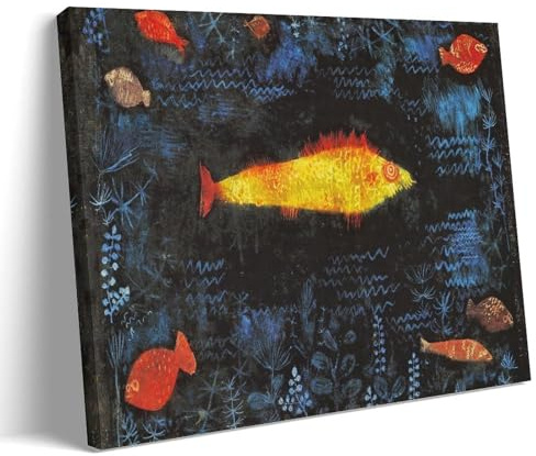 Stampa artistica da parete su tela con il pesce rosso di Paul Klee Painter - Poster decorativo da parete per soggiorno e camera da letto, 20 x 30 cm
