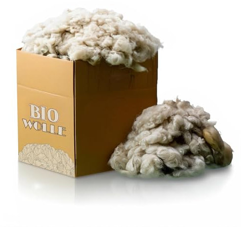 Schafwolle - Natur Dünger und Schneckenschutz für Bio Garten - Schafwolle Dünger gegen Schnecken - Pflanzenschutz und Schneckenabwehr - Schafwolle unbehandelt - 1 Kg