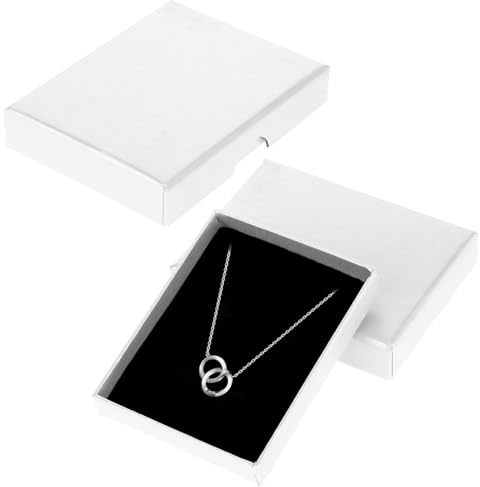 Telooco 2 stycken smycken presentask liten med lock 7 × 9 × 1,6 cm smyckeslåda armband halsband smyckesförpackningar (vit)