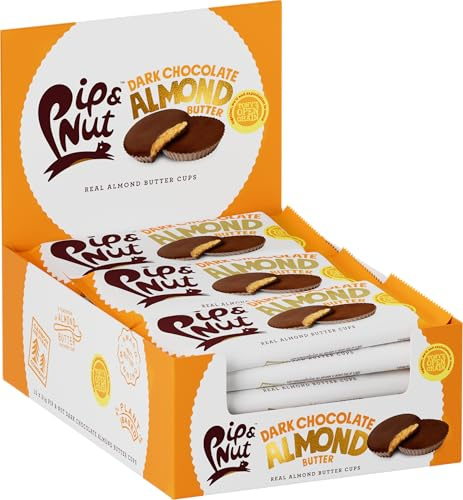 Pip & Nut - Dark Chocolate Almond Butter Cups (15 Pack - 2 Cups per Pack) | Single Origin Chocolate, Real Almond Butter, Natural Nut Butter, No Palm Oil, Vegan, Gluten Free