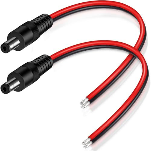 RUNCCI-YUN 2Pcs 5.5 x 2.1mm DC Power Pigtail Cable,12V 10A DC Pigtail Power Connector,14 AWG Connettore 5.5 x 2.1 per telecamera, CCTV, DVR, sistema LED(0.3m)