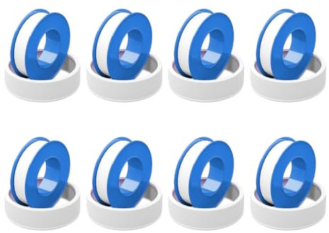 QEDBOJE 8 Rollen Teflonband Wasserdichtes Tape Sanitär-Dichtband widersteht Feuchtigkeit, atmosphärischen Säuren, extremen Temperaturen (10 m, 12 mm breit)