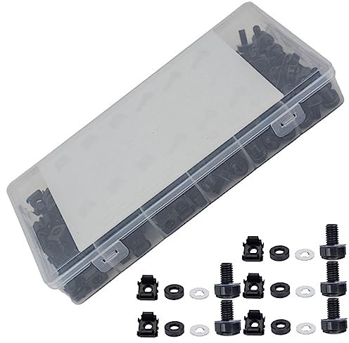 Anneome Conjunto De Tornillos Para Gabinete Negro Tuercas De Jaula y Arandelas Para Montaje Rack De Servidores y Herramientas Hogar