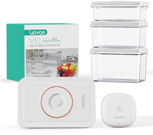 Portable Vacuum Sealer for Food Handheld Vacuum Sealer Machine Set with 3 Reusable Vacuum Canisters Rechargeable and Cordless Mini Food Vacuum Pump (1 Machine + 3 Containers)