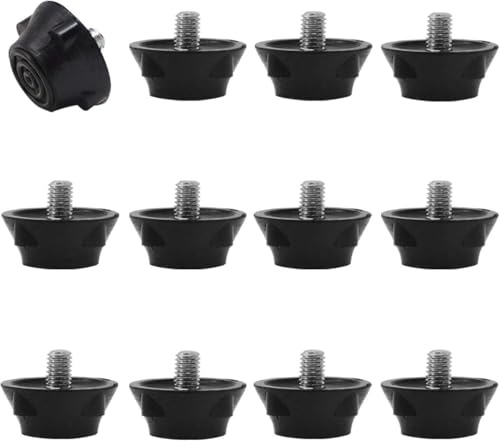 Rubber Football Studs, Football Spikes Nails, Durable Rubber, Soccer Accessories, Sports Shoes Spikes Screw, Replaceable Shoe Studs, Black, 12 Pack (10mm)