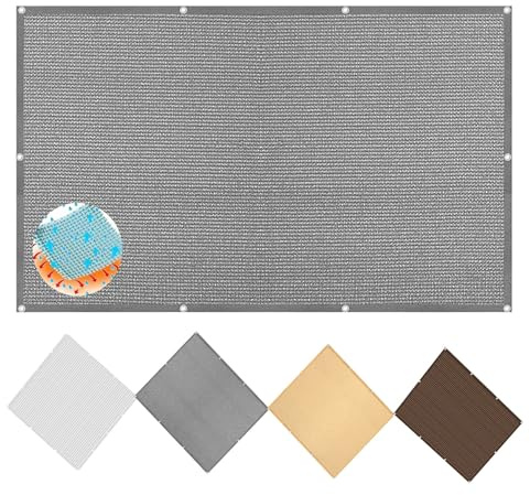 Graues rechteckiges Sonnensegel-Dach 3,7 x 5 m atmungsaktives HDPE UV-Schutz-Schattennetz mit Ösen für Garten und Party