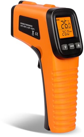 GLOSKIN Thermometre Laser,Thermometre Infrarouge -50 ° C-550 ° C,LCD Afficher Le Thermomètre à Paramètre Réglable (Pas Adapté aux Personnes), Thermomètre Laser Cuisine,pour La Cuisson