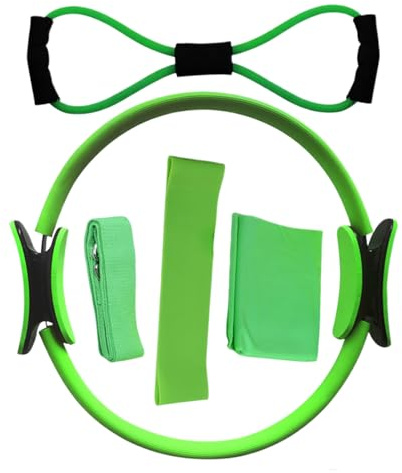 Set di anelli per pilates da donna, kit completo per allenamento con anelli di resistenza, espansori toracici e fasce elastiche | Attrezzatura per fitness circolare per regolare cosce, gambe, braccia