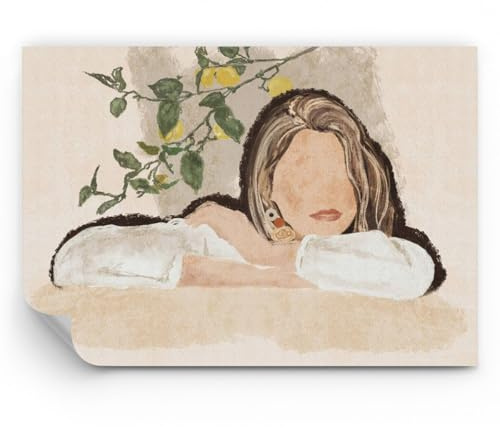 ARTTOR Carta da parati Vinile in TNT Premium Sand - Donna Limoni Minimalismo - 100x70 cm - Fotomurali Decorazione Murale Moderna Poster gigante XXL Camera da letto - WF2AA100x70-6027