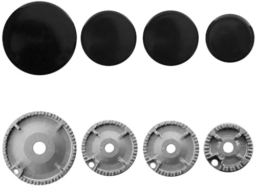 Stove Lid Cooker Hat Set Oven Cooker Hob Gas Burner Crown & Flame Cap Kit 55mm - 100mm Gas Burner Crown Flame Cap Fits Most Gas Stove Burners