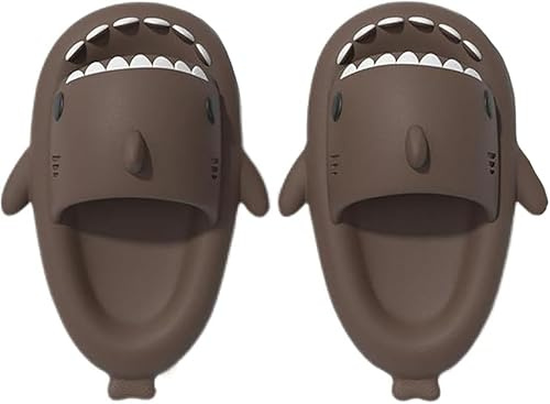 corimori Ciabatte da bagno per squalo, antiscivolo, ad asciugatura rapida, comode con design di squalo (taglia 34-43), Marrone 21, 38/39 EU