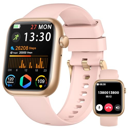 Smartwatch Damen Herren, 1.83 HD Fitness Tracker mit Schrittzähler/Blutdruckmessung/Pulsuhren/Telefonfunktion, Schlaftracker, 120+ Sportmodi, IP68 Wasserdicht Fitnessuhr&Sportuhr für Iphone Android