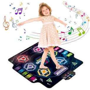 UEXEDO Alfombra De Baile,Alfombra Baile Niña,Alfombra Musical Led con 3 4 5 6 7 8 9 Años,5 Modos,6 Flechas Luminosas y Bluetooth,Indicador Luminoso Doble,Uso En Interior/Exterior (Negro)