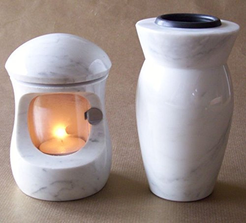 designgrab Pierre Tombale Petit Comprenant Tombe Lampe et Vase, Lampes funéraire Tombe Lampe Lampe de Cimetière lumière