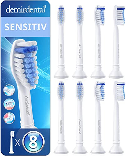 8 Pack demirdental compatible pour Philips Sonicare Têtes de brosse de rechange, Sensible, Blanc, remplace HX6058