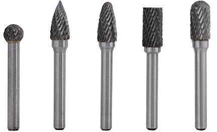 5pcs Tungsten Carbide Rotary Burr Set 6mm Shank 10mm Head Double Cut Die Grinder Accessories for Metal Grinding Wood Carving Stone Engraving