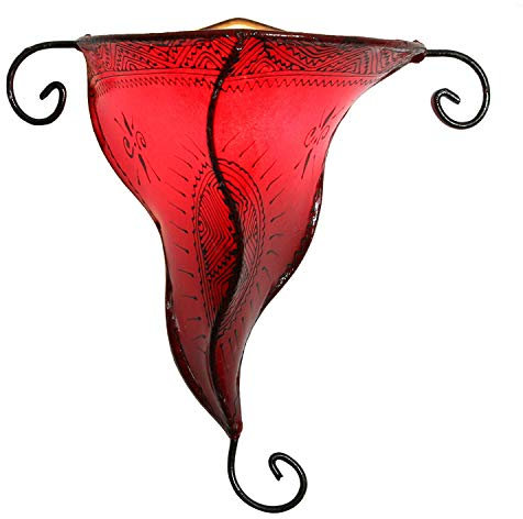 Handgefertigte Henna-Leder-Wandlampe Marrakesch Wandleuchte Moroccan Interiors Rot Nouna L1067