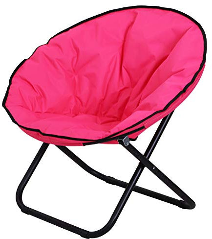 Outsunny Campingstuhl Faltbar Campingsessel mit Lehne, Klappstuhl bis 120kg, gepolstert Moonchair Extra Breit, Faltsessel Outdoor Stuhl für Garten, Balkon, Camping, Rosa