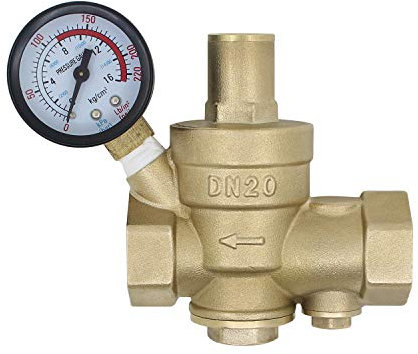 Reductor de presion de agua con filtro sustituible 1/2 3/4 1 1-1/4 1-1/2 2 pulgada - regulador de presion de agua con manometro (DN20-3/4 pulgada)