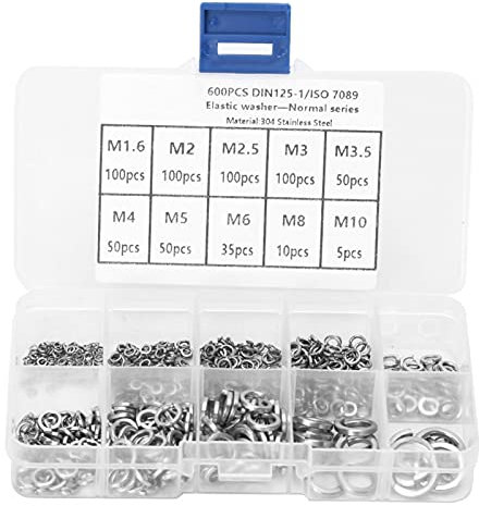 600 pièces rondelle élastique en acier inoxydable joint de ressort, joint élastique de rondelle de verrouillage fendue, ensemble d'assortiment de rondelle de verrouillage M1.6 - M10