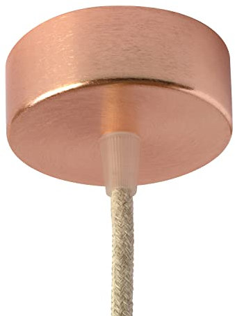 AMARCORDS - Rosone Lampadario in metallo, coprifili per lampada completo di accessori fermacavo viti e staffa da soffitto. Diametro 77mm altezza 26mm colore RAME