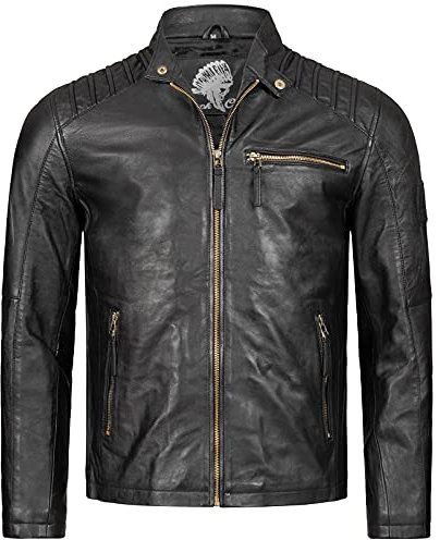 Rock Creek Herren Lederjacke Biker Jacke Echtleder Motorradjacke Leder Jacken Herrenjacke Schwarz Winterjacke Übergangsjacke H-291 Schwarz L