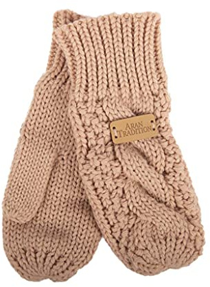 Aran Traditions Gants d'hiver tricotés en diamant (Blush)