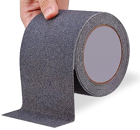 OQingluan Antirutsch Klebeband, 10cm*10m, Anti-Rutsch-Band Selbstklebend, Antirutsch Treppenstufen, Rutschfestes Klebeband für Treppen, High Grip, für Treppen, Stufen, für Drinnen und Draußen, Grau