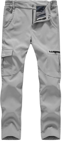 Gopune Women's Snow Ski Waterproof Softshell Snowboard Pants Outdoor Hiking Fleece Lined (Light Grey,M)
