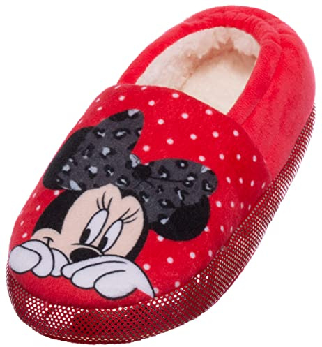 Brandsseller Pantuflas para niña con forro cálido de felpa con motivos en el estilo de Minnie, rojo, 27/28 EU