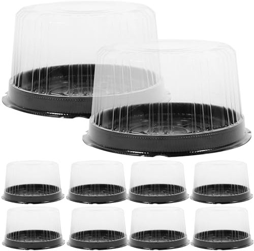 Operitacx 10Pcs 6-Inch Clear Cake Containers with Dome Lids: Pet Plastic Dessert Boxes for Cheesecake, Bread, Donuts, Cupcakes, Pastries, Ideal for Home and Bakery Use
