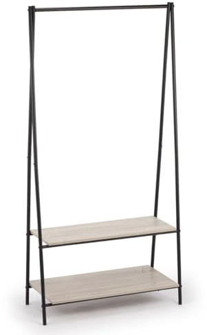 VINTHERA MOA Perchero con 2 Baldas en Acero y Madera, 80x40x160 cm