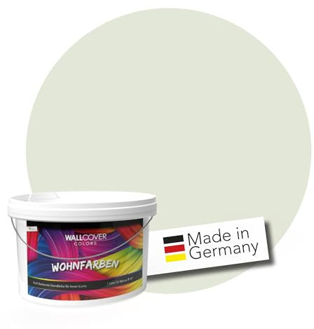 WALLCOVER hochwertige Wandfarbe für Innen | Hellgrün | 1L für 8m² | Hochdeckende Innenfarbe Matt (Klasse 1) | Profi Qualität aus Deutschland