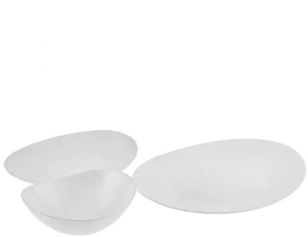 araca Service de table en verre pur - 12 pièces de vaisselle ovale pour 4 personnes, set de vaisselle blanc avec assiettes et bols, Basic Full Dinner Set