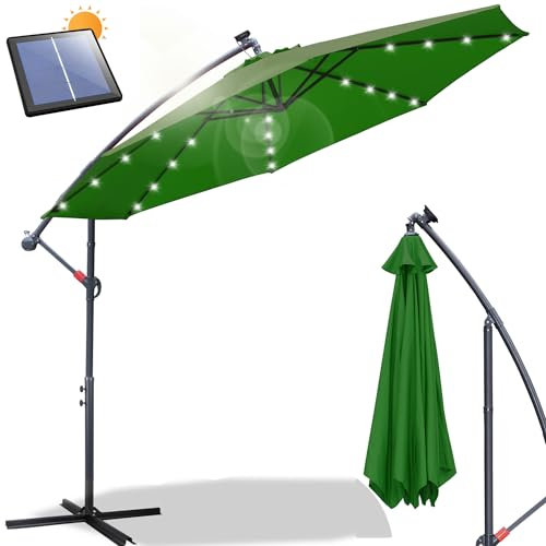 Daromigo - Ombrellone con manovella da 300/350 cm, ombrellone con supporto, parasole da giardino con protezione UV, in alluminio, impermeabile, per mercato e giardino, Ø 300 cm