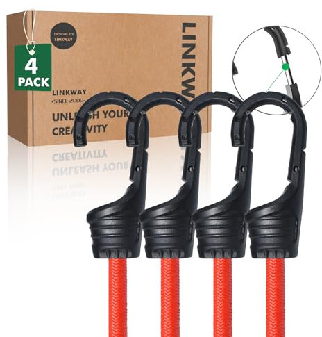 Linkway 24 Pouces Tendeurs Elastique avec Crochets, Tendeurs avec Crochets, élastique Sangle en Caoutchouc Polyvalente pour Bagages, Support de Toit, Camping résistant aux intempéries, Tente