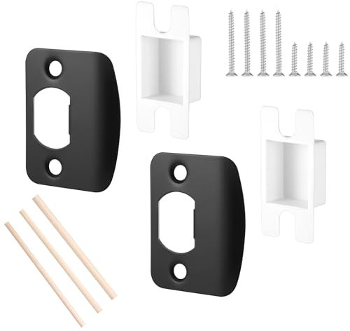 1 Ensemble Plaque de Verrouillage de Porte, Standard Gâche de Loquet Sécurité Matériel pour la Maison le Bureau le Magasin l'Extérieur l'Intérieur la Réparation de Porte la Réparation (Noir)