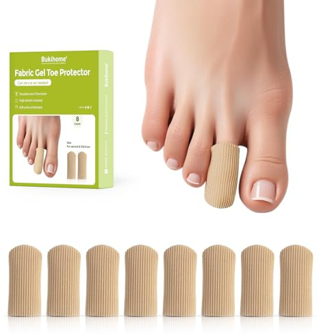 Bukihome 8 unidades de protectores para dedos, protectores de silicona para dedos con funda de tela de superficie cerrada, para aliviar el dolor de callos, ampollas y uñas encarnadas (8 unidades