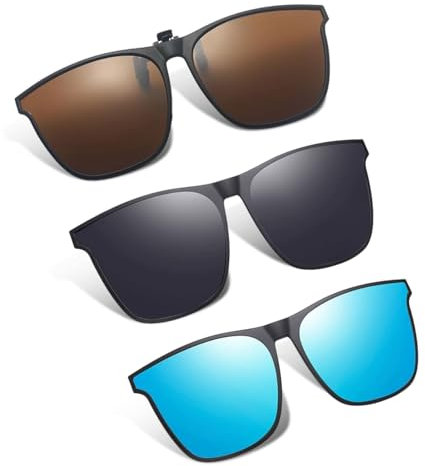 Aweisile Sonnenbrillen Aufsatz Brille 3 Stück Clip-on Nachtfahrbrille Clip Aufsatz Brille für Herren und Damen Polarisierte Clip auf Sonnenbrille Sonnenbrille zum Aufstecken Polarisiert