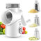 KitchenBoss Gemüseschneider Manuell,Mandoline Gemüsehobel:Käsereibe,Trommelreibe 3 in 1 für viele Arten von Gemüse und Obst,Enthält 3 Arten von Klingen aus rostfreiem Stahl,mit Kurbel,Weiß