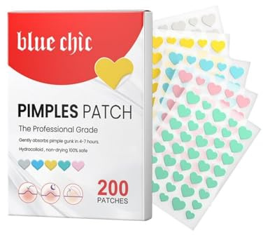 Pimple Patches, 200 Hydrocolloid Acne Patches - Heart Shaped Spot Stickers with Tea Tree Oil, Fast Absorbing Blemish Cover for Overnight Face Treatment