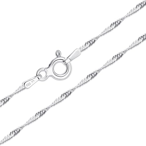 Amberta Halskedja i Äkta 925 Sterlingsilver för Kvinnor och Män | Supertunn, Nätt Och Hållbar - Box, Pansar, Singapore, Kulor, Ormkedja, Gemkedja 40/45/50/55/60 cm