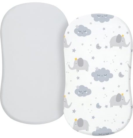 Lot de 2 draps-housses pour bébé nouveau-né - Housse de matelas à langer doux et confortable - Drap-housse pour berceau, housse de matelas pour bébé - Tissu doux et respirant - Taille standard