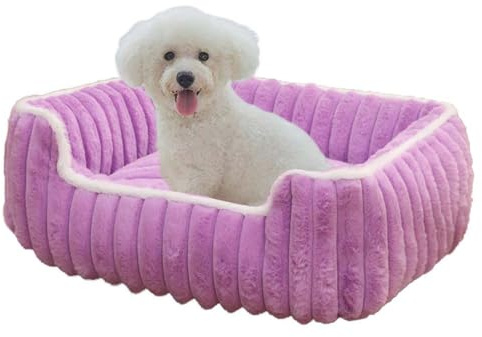 Grand lit orthopédique lavable pour chien, chat, chaton et chiot avec fond antidérapant (violet, 60 x 50 x 14 cm)