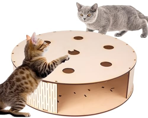 Generico Gioco Di Caccia Per Gatti, Puzzle Interattivo In Legno Per Gattini Con Scatola Di Presa, Giocattolo Stimolazione Mentale Gatto Per Animali Per Interni Esterni