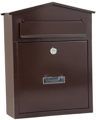 Ioensy Buzón de con Cerradura para Montaje en Pared, Moderno, para Uso Doméstico, Exterior Y Comercial, Marrón Oscuro