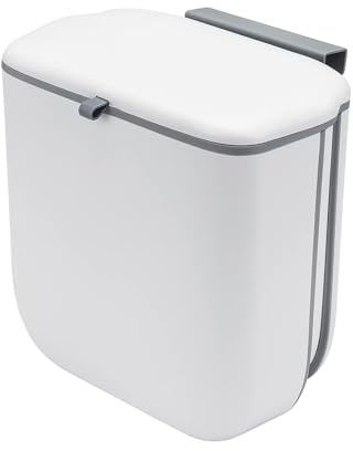 BREEZENEST Foldable Under Kitchen Counter Bin with Lid – 10L Wall-Mounted Food Waste Caddy for Cabinet Door, Compact Trash Can for Kitchen, Bathroom, RV, Motorhome, Odor-Resistant & Easy to Clean
