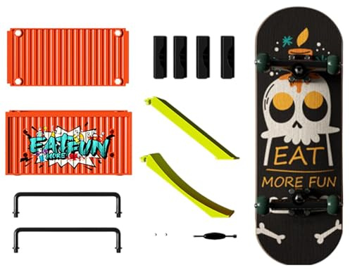 Generisk mini-fingerskateboard – 15 cm | Fingerboard ramper set och stabilt trä-fingerboard, bärbar för tricks och träning för barn och ungdomar