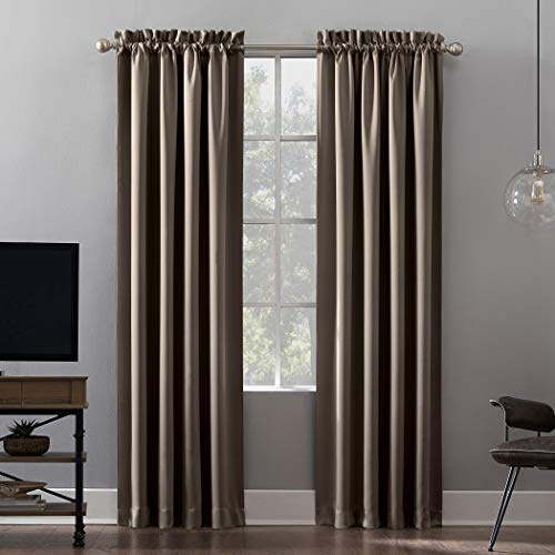 Sun Zero Oslo Theater Grade Extreme Total Blackout Rod Pocket Curtain Panel, 52 x 63, Taupe