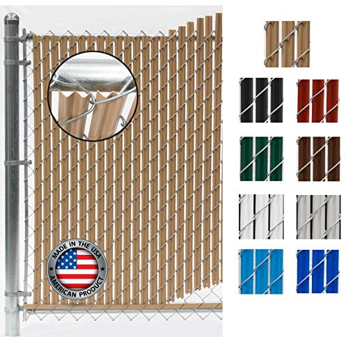 Fence Source Wave Slat - Listones de privacidad de pared única con bloqueo inferior para valla de eslabones de 4, 5, 6, 7 y 8 pies (4 pies, beige)